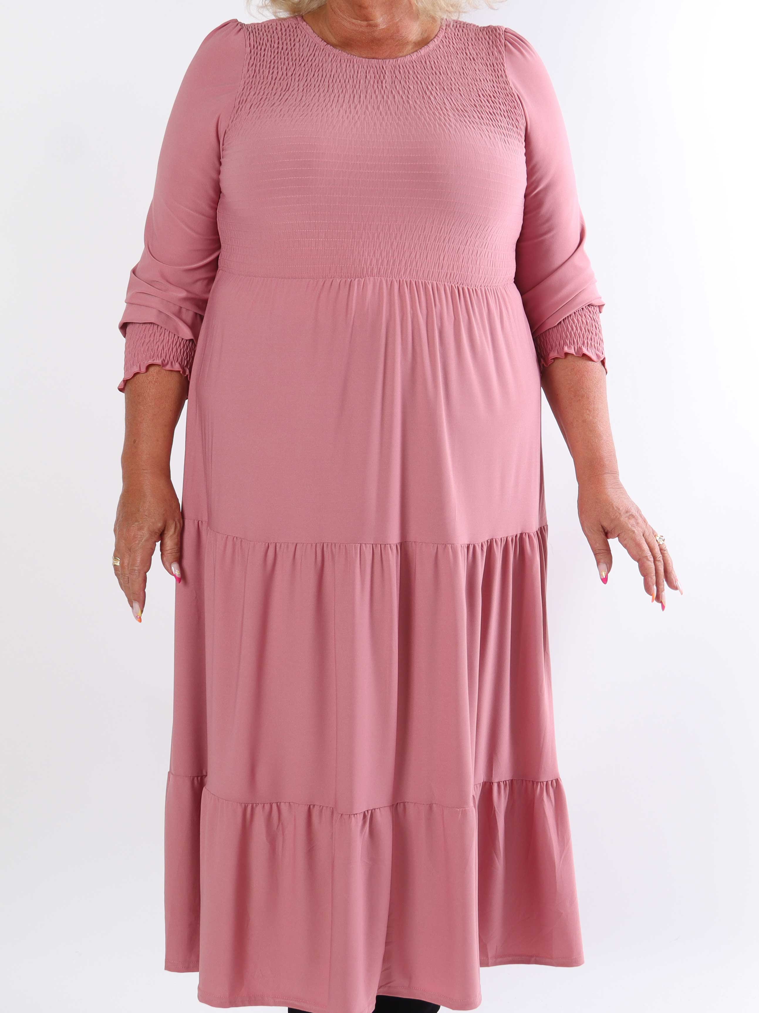 Kelly Long - Stretch plus size klänning med smock över bröstet
